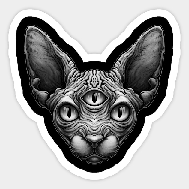 Three Eyed Egyptian Sphynx cat Sticker by LillyRise